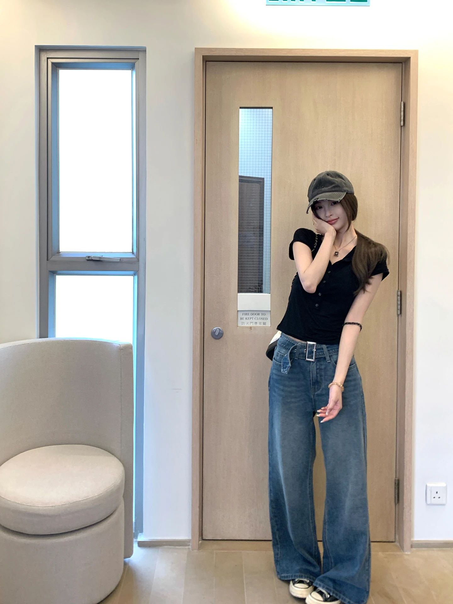 Sister Titi High Waist Wide Leg Jeans Loose Fit Straight Cut Denim Pants Women's Casual Cotton Stretch Autumn Spring Jeans