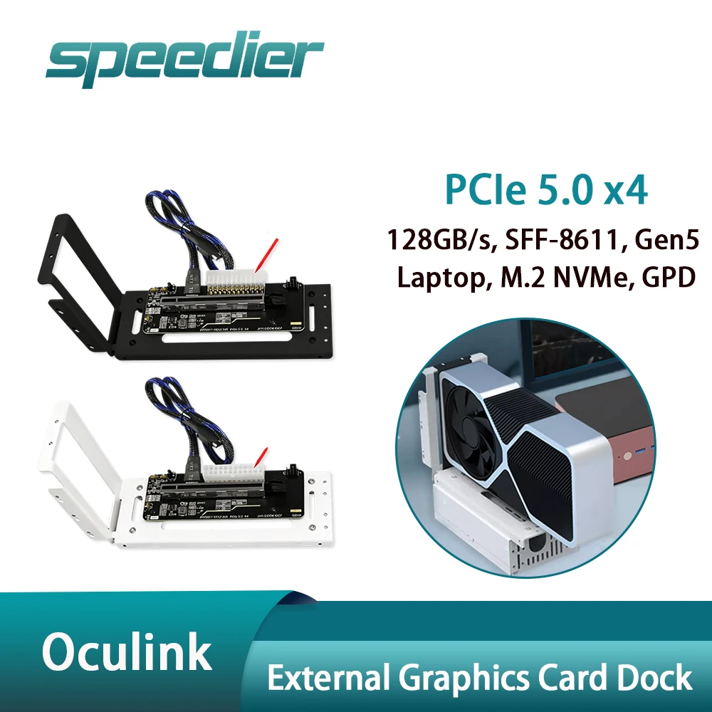 

Oculink PCIe 5.0 x4 eGPU Dock 128GB/s High-Speed External GPU Enclosure for Handheld Game Consoles Laptops SFF-8611 Connect