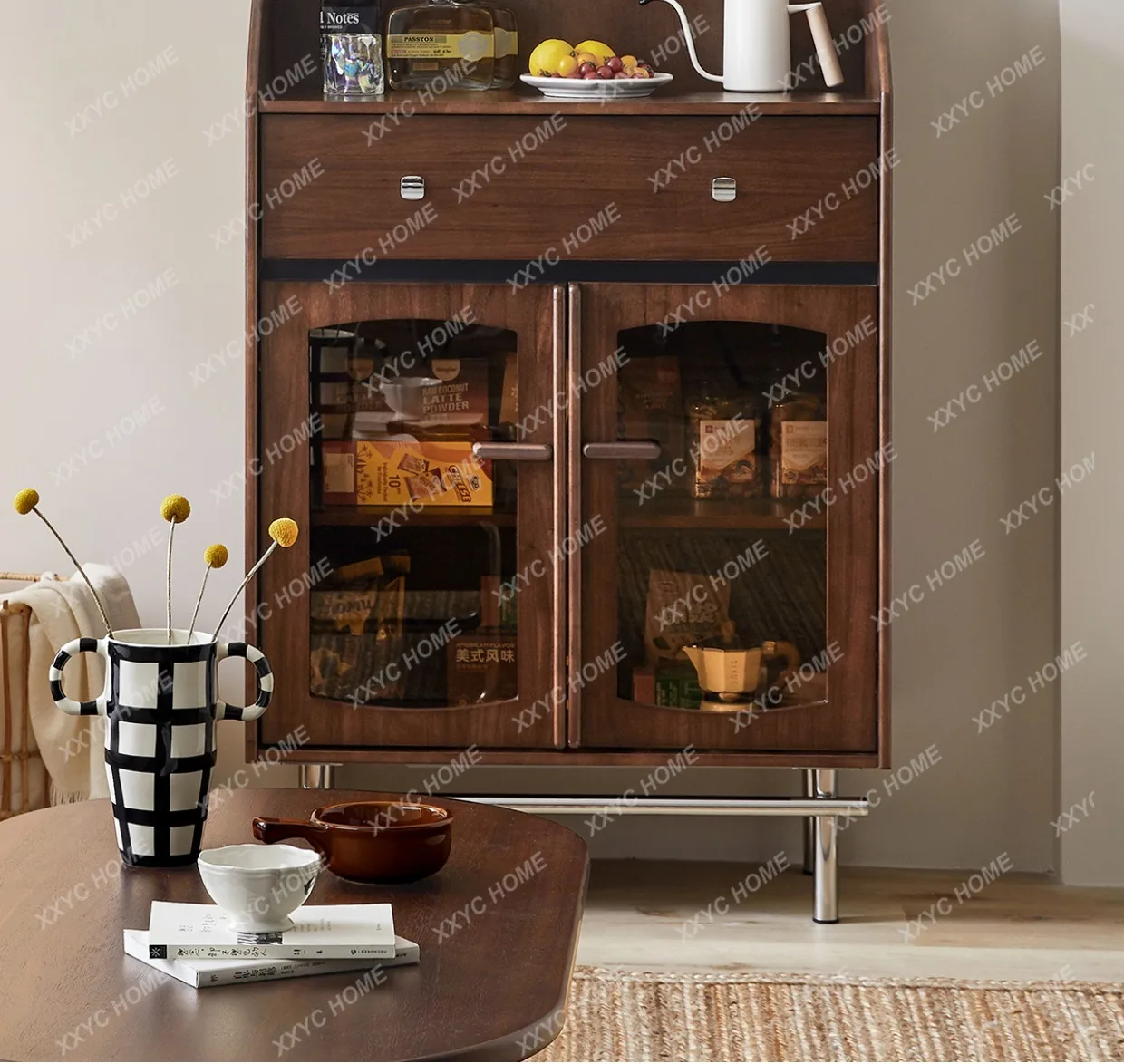 Medieval living room locker against the wall Solid wood household locker