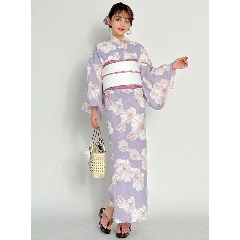Traditional Women's Kimono Sle Batobe Cotton Maxi Dr Easy to Wear Summer Festival Fireworks Event Long Gown