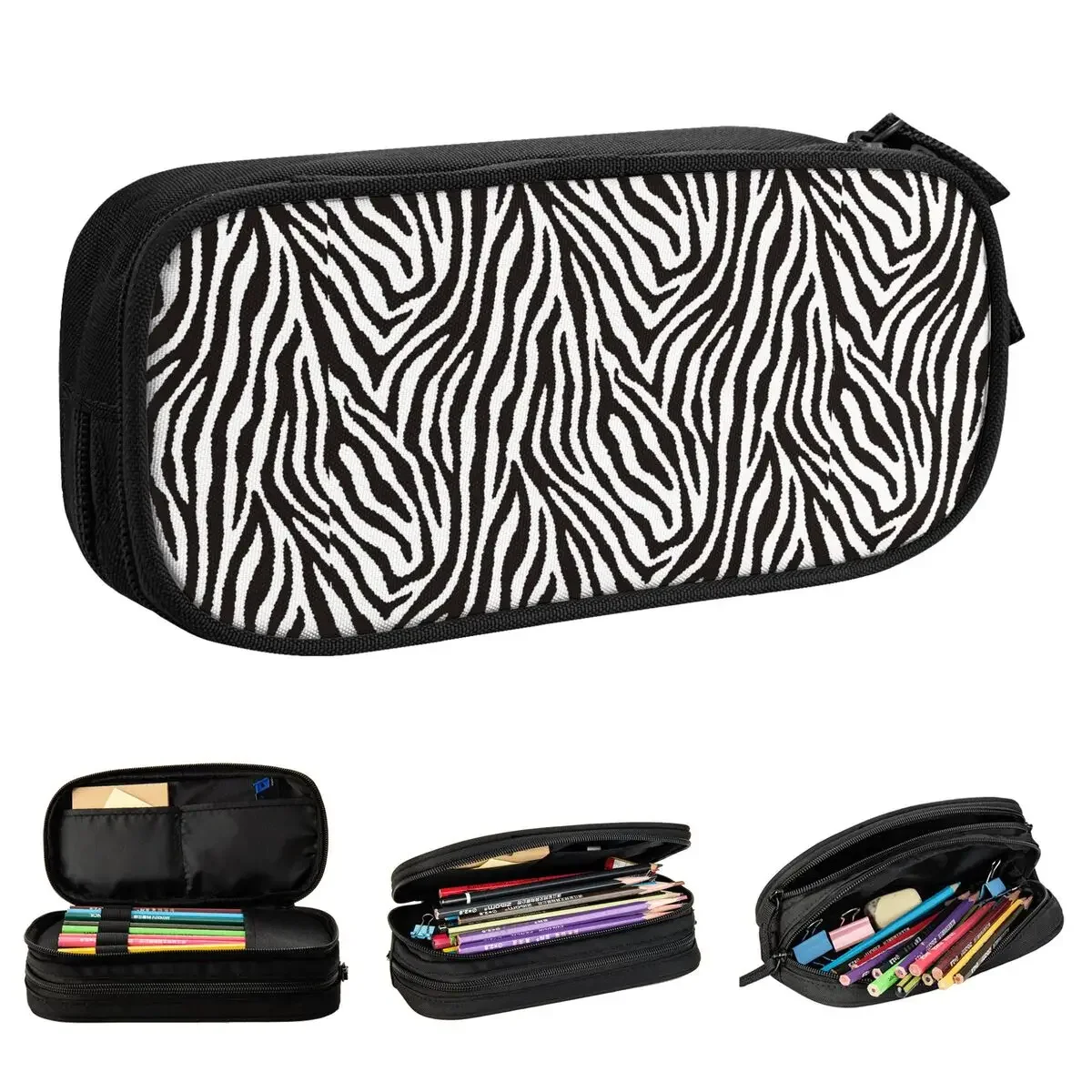 Lovely Zebra Animal Pattern Pencil Case Pencilcases Pen Holder for Girls Boys Big Capacity Bags Office Zipper Stationery