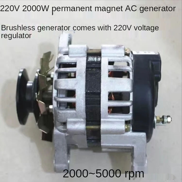 220v 800W1300W 2000W AC Permanent Magnet Brushless High Power Generator Brushless Alternator Pulley Type Permanent Magnet