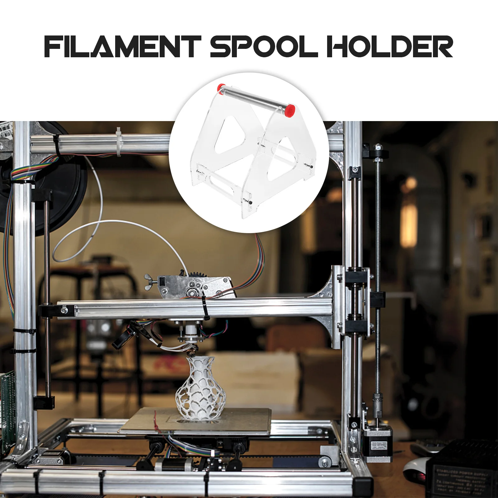 حامل بكرة خيوط أكريليك متين لملحقات الطابعة ثلاثية الأبعاد من مادة البولي يوريثان والبولي يوريثان ABS سهلة الحركة