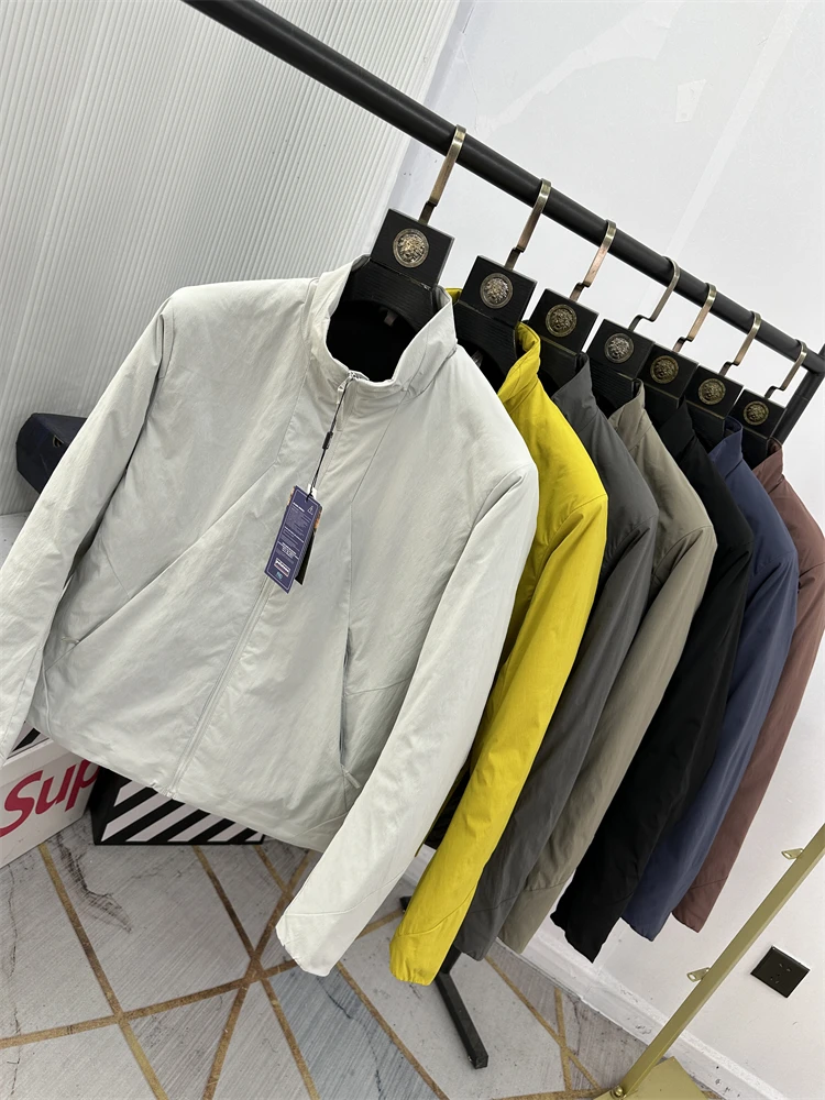 

Men's Cotton Jaet ort Sle Stand Collar Windproof Warmth Busin Casual Faion Urban Lightweight Sed Zipper Coat