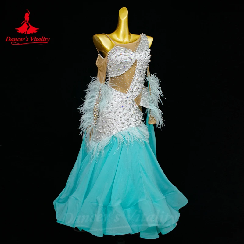 Trajes personalizados de dança para mulheres, valsa, salão de baile, roupas de competição, adultos, crianças