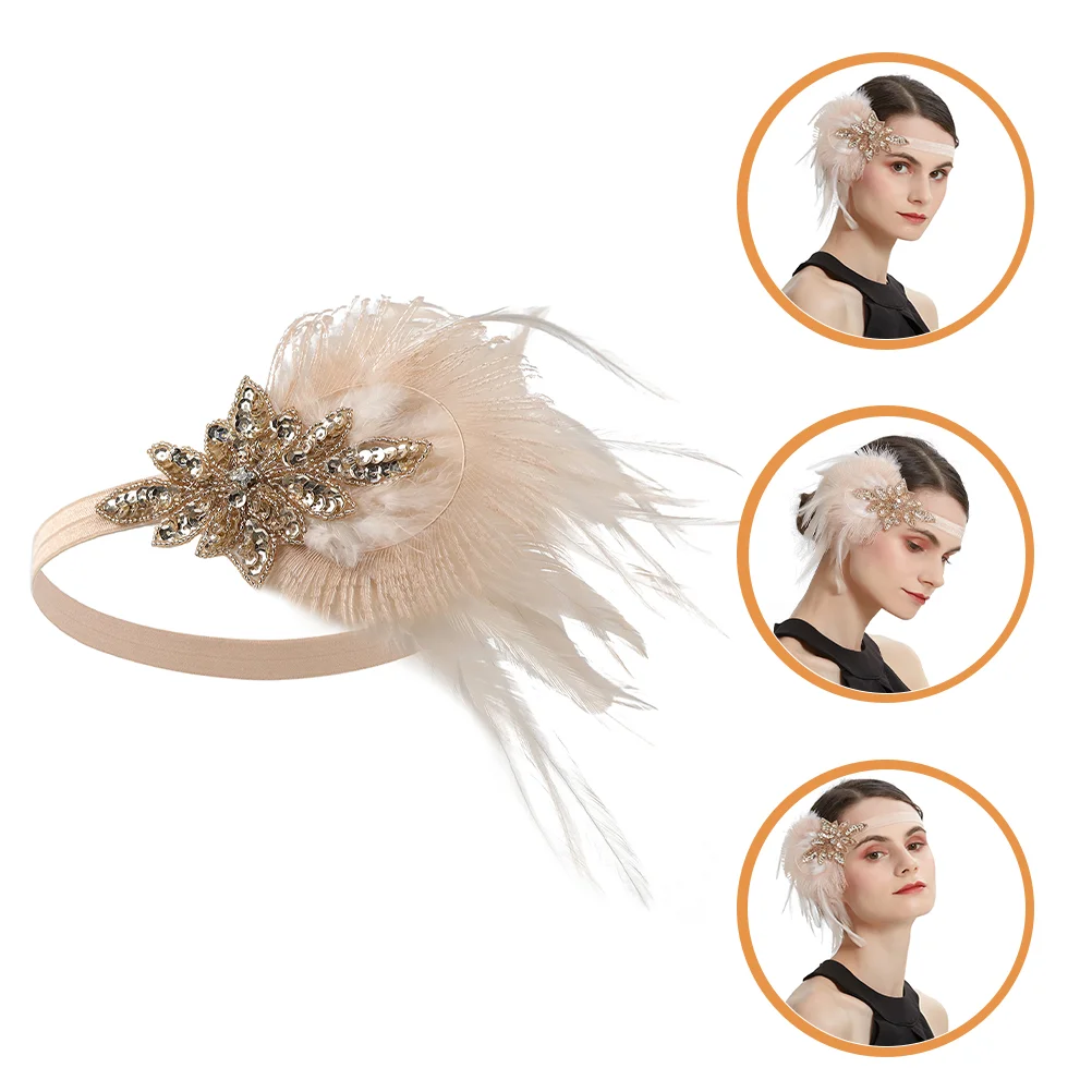 Wedding Feather Headband Prom Womens Accessories Fancy Headbands for Ladies 1920 Headpieces Flapper Clothing