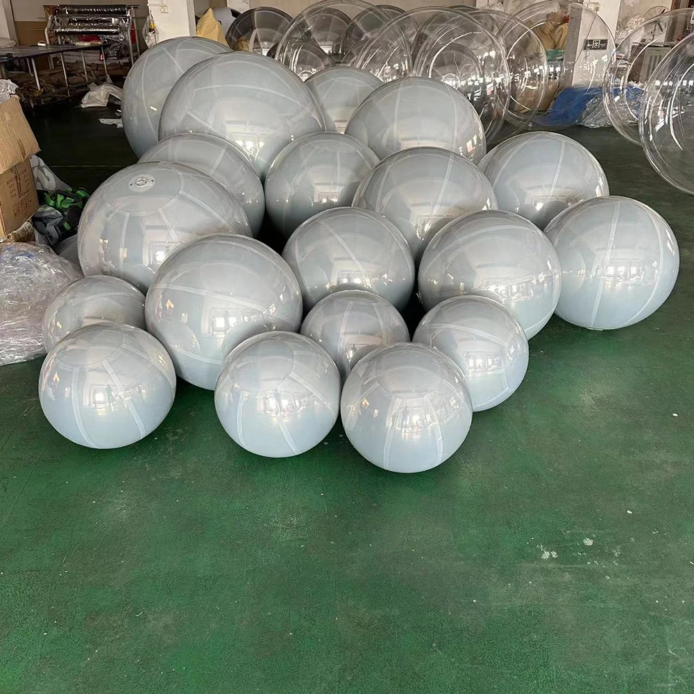 White Inflatable Mirror Ball Giant Hanging Inflatable Mirror Balloon Airtight 0.5m-3m Sealed Colorful Sphere for wedding  decor