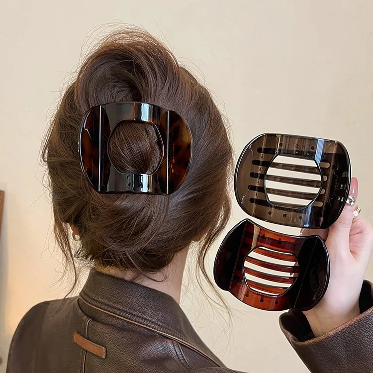 Neue flache Haarspangen: Koreanische Haaraccessoires aus Acetat für Damen – Löffel-Krabben-Haarspange, Leoparden-Haarspange, schlichte Kopfbedeckung – Detail 2