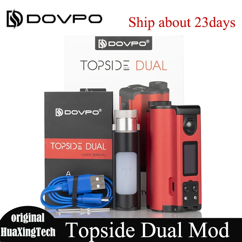 Original DOVPO Topside Squonk Box Mod 200W 510 Connection Electronic Cigarette Vaporizer By Dual 18650(no) Batteries