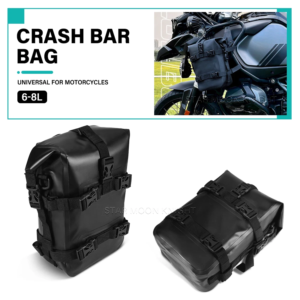 Motorcycle Crash Bar Bag Waterproof TPU Engine Guard Bag Universal Motorbike Storage Riding Travel Pouch