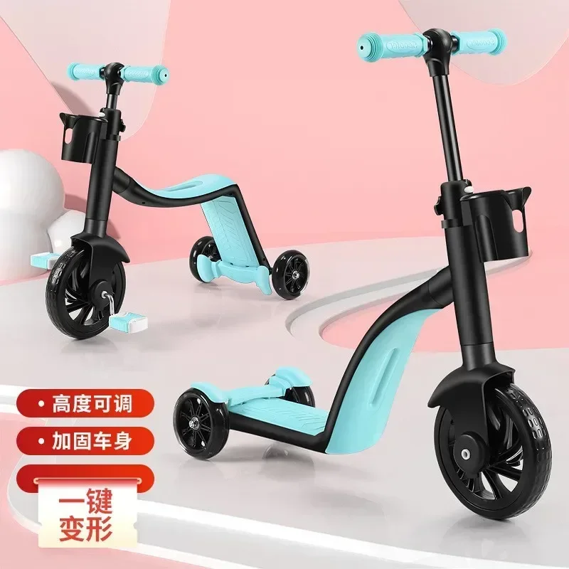 

3 in 1 Children's Scooter Folding Male and Female Baby Tricycle Balance Car Multi-function Bicycle for 2-6 Years Old