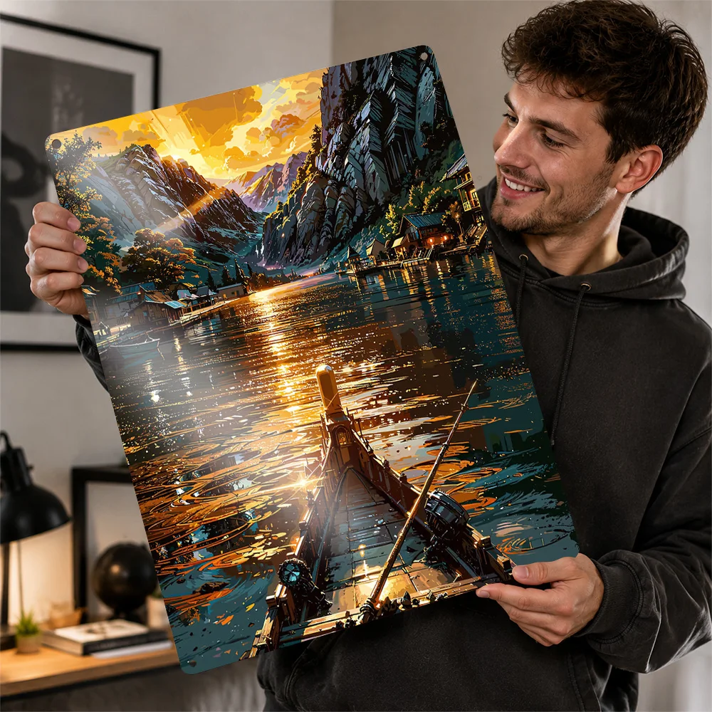 Golden Lake Fishing Trip Metal Poster Perfect Gift for Fans Lovers Customized Wall Art Metal Sign for Article Decoration Room