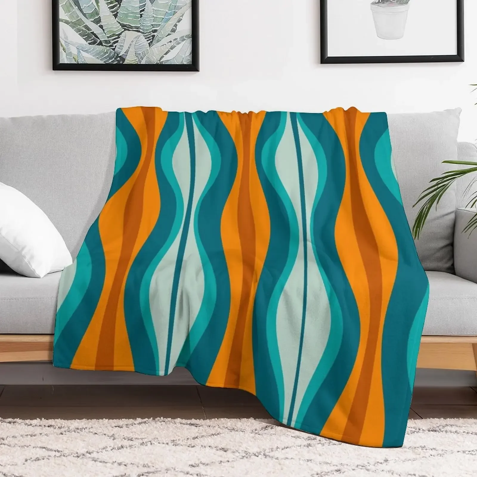 

Hourglass Abstract Midcentury Modern Pattern in Orange, Rust, Aqua, Turquoise, and Teal Throw Blanket sofa bed Blankets