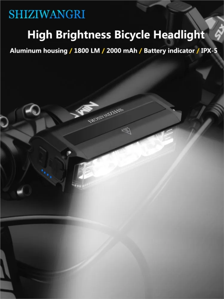 AliExpress Other 1800LM Bicycle Lights 2000MAH RechargeableMTB Light Cycling Road Flashlight Outdoor Cycling  Accessories for Electric Scooter