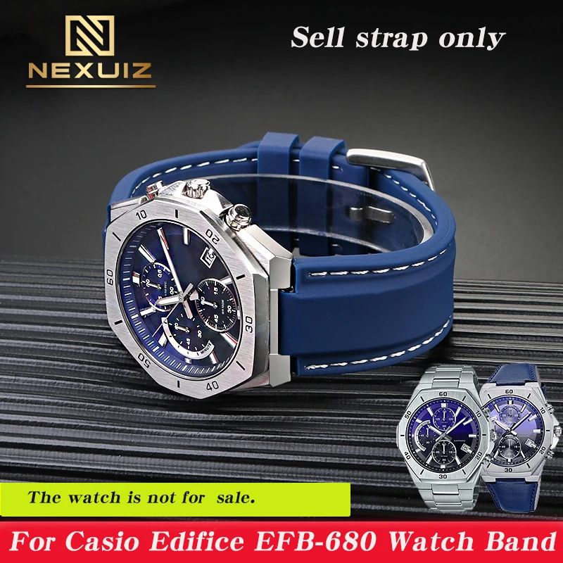 Men's Waterproof Silicone Watch Strap For Casio EFB-680 ECB-10YD Watch Band Convex Interface 12mm 14mm Soft Bracelet