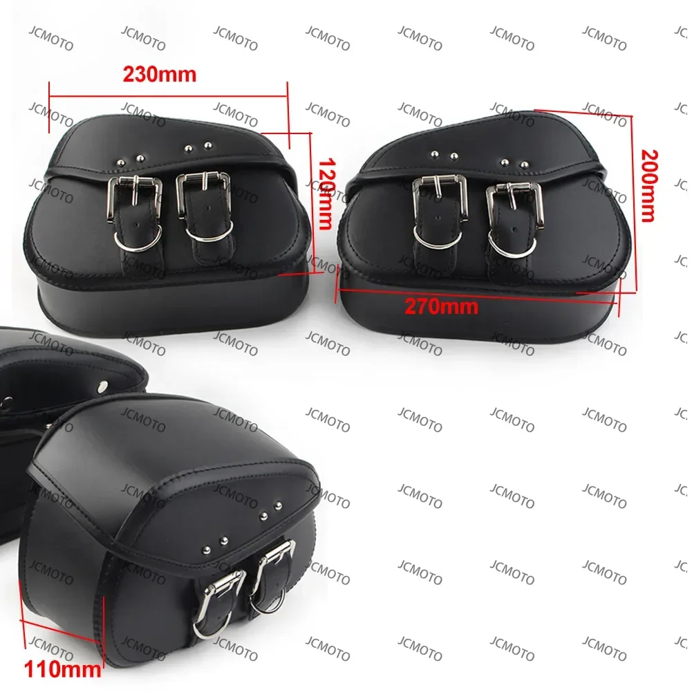

For Harley Sportster Dyna 2Pcs Motorcycle PU Leather Saddle Bags Side Luggage Tool Bag Universal