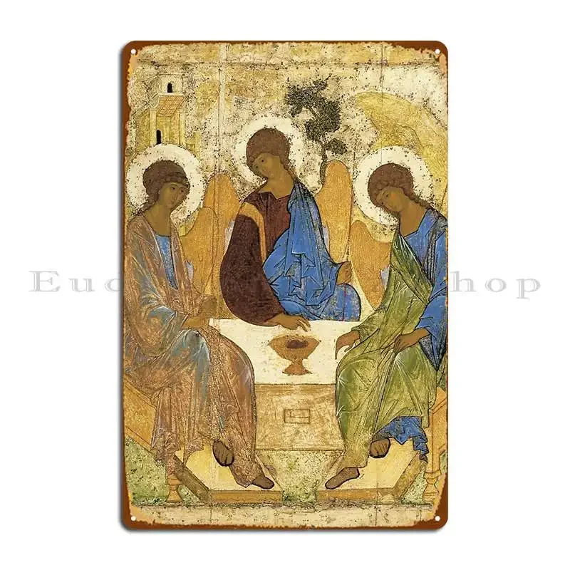 Andrei Rublev-letrero de Metal ortodoxo con icono de la Sagrada Trinidad, decoración de pared, cine impreso, Club, garaje, cartel de estaño