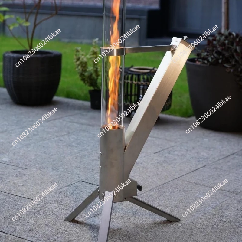 Rocket furnace Household heating furnace Outdoor camping Portable integrated glass heating furnace Stainless steel  1 piece