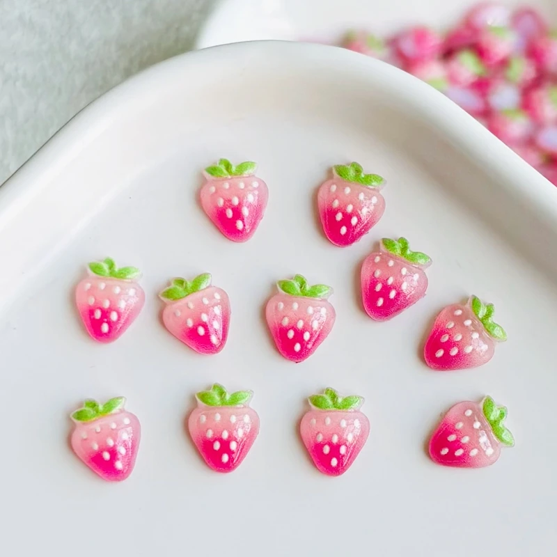 50 Pcs New Cute Cartoon Bright Faced Fruit strawberry Resin Flat Back Scrapbook DIY Jewelry Manicure Decor Crafts A92