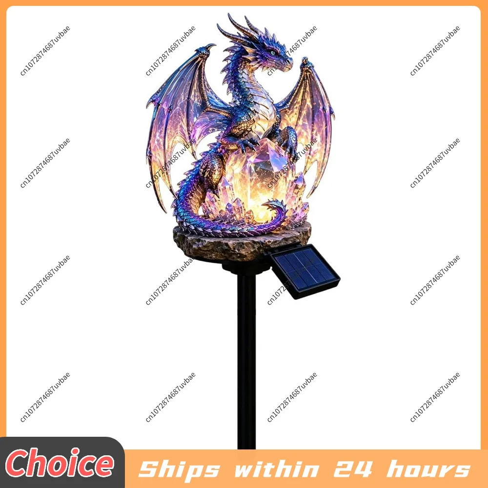 Solar Golden Ember Dragon Stake Lights Weatherproof Fantasy Dragons LED Stakes Multi-Purpose for Patio Lawn Yard Pathway Decors