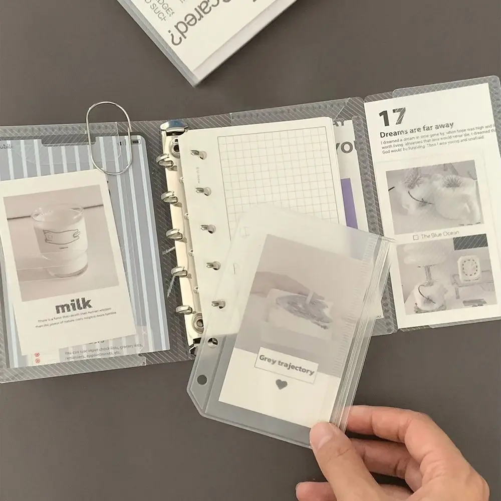 

Transparent M5 A7 A6 Diagonal PP Three Fold PP Loose Leaf Notebook Cover Mini Portable Sticker Small Card Photo Storage Ledger
