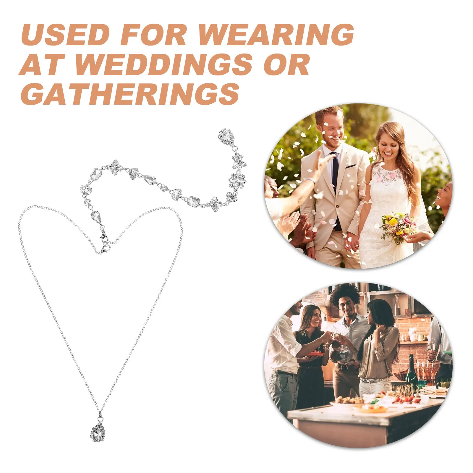 Collana da donna Sposa Ciondolo da sposa Catena posteriore in cristallo Gioielli Stile lungo Elegante ciondolo a sfera Accessorio di moda