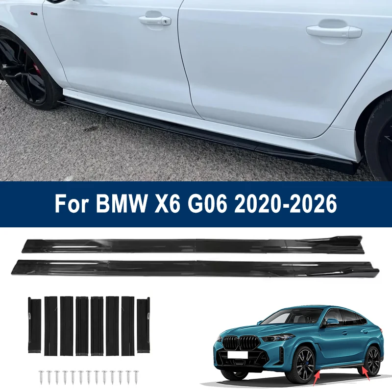 

For BMW X6 G06 2020-2026 2021 2022 Car Side Skirt Splitters Extended Side Spoiler Sport Body Kit Bumper Lip Modified Parts 8Pcs
