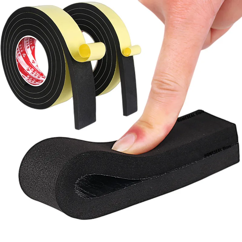 10 Meters Foam Insulation Tape EVA Black Foam Sponge Rubber Strip Tape Strong Adhesive Window Door Seal Strip Weather Stripping