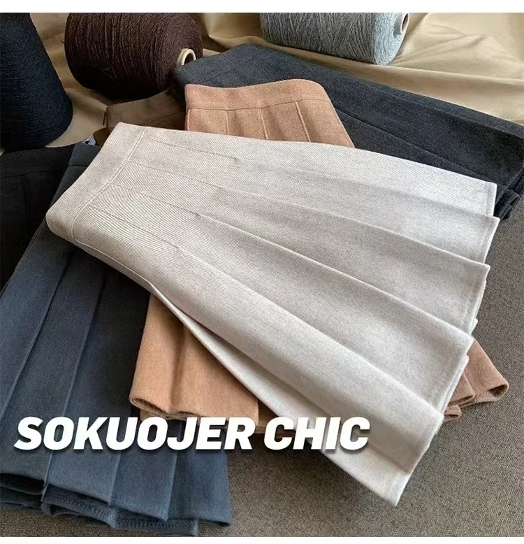 Women High Waist Woolen Pleated Skirt Solid Color A Line Mini Skirt Thick Warm Short Skirt Elegant Casual Autumn Winter Bottoms