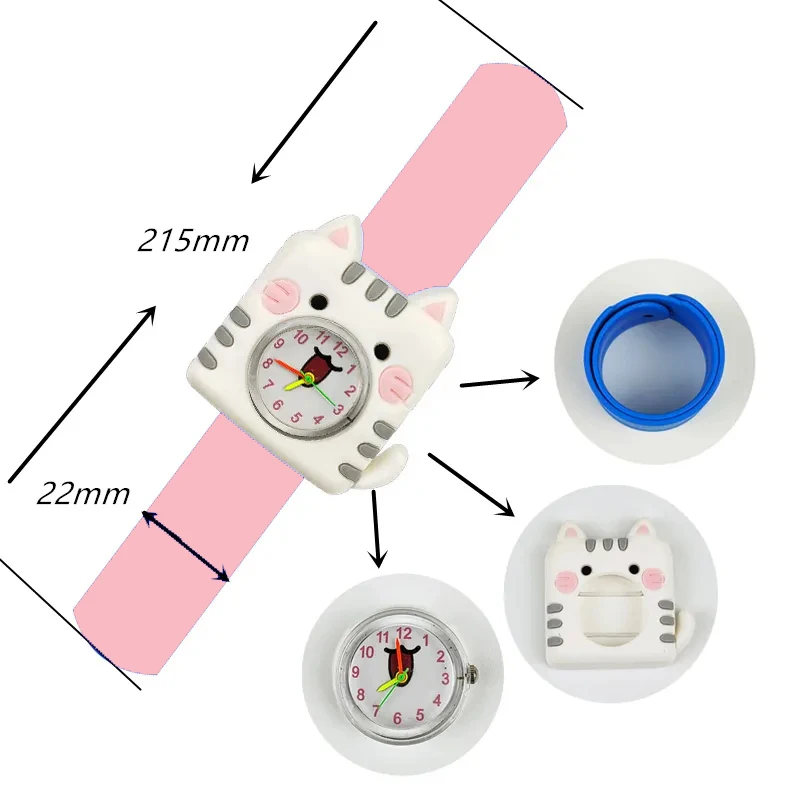 Cartoon Cat Watch for Children Boys Girls Kindergarten Prize Gift Toy Kids Digital Electronics Watches Slap Bracelet Clock