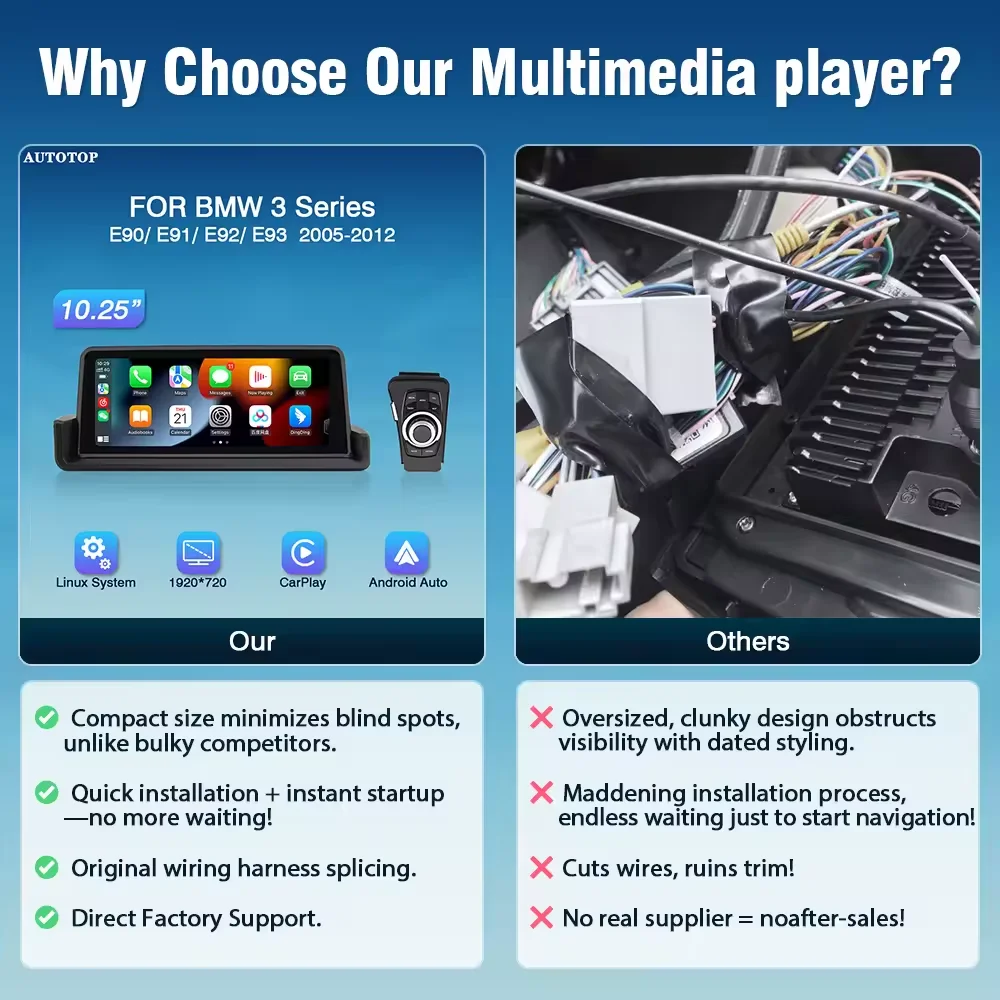 BONROAD اللاسلكية Carplay أندرويد راديو السيارة التلقائي لسيارات BMW 3 Series E90 E91 E92 E93 لينكس مشغل وسائط متعددة BT GPS شاشة تعمل باللمس