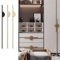 Brushed Gold/Black Aluminum Cabinet Handles, Modern Minimalist Long Bar Pulls, Half Circle Double Door Wardrobe/Drawer Hardware