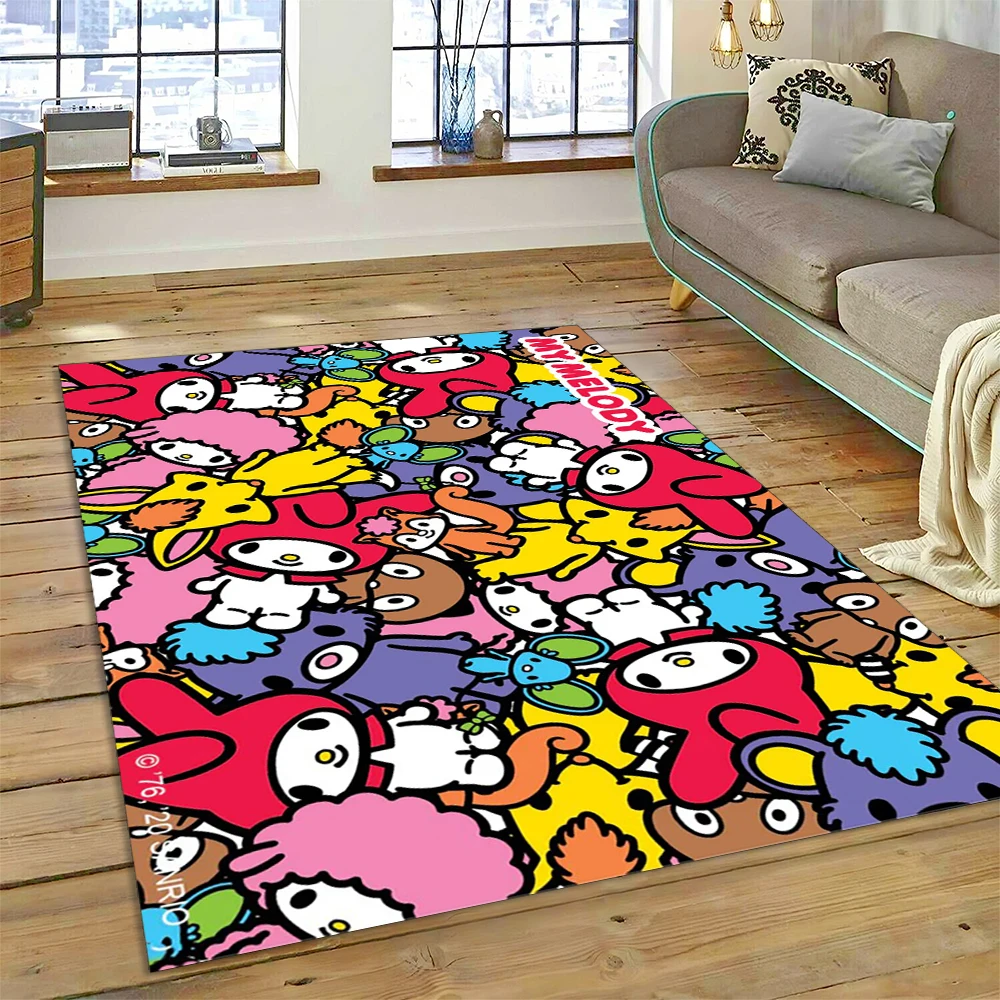 Sanrio Melody Kawaii Melo Cartoon Girl Carpet Rug for Bedroom Living Room Home Sofa Decoration,child Game Large Decor Floor Mat