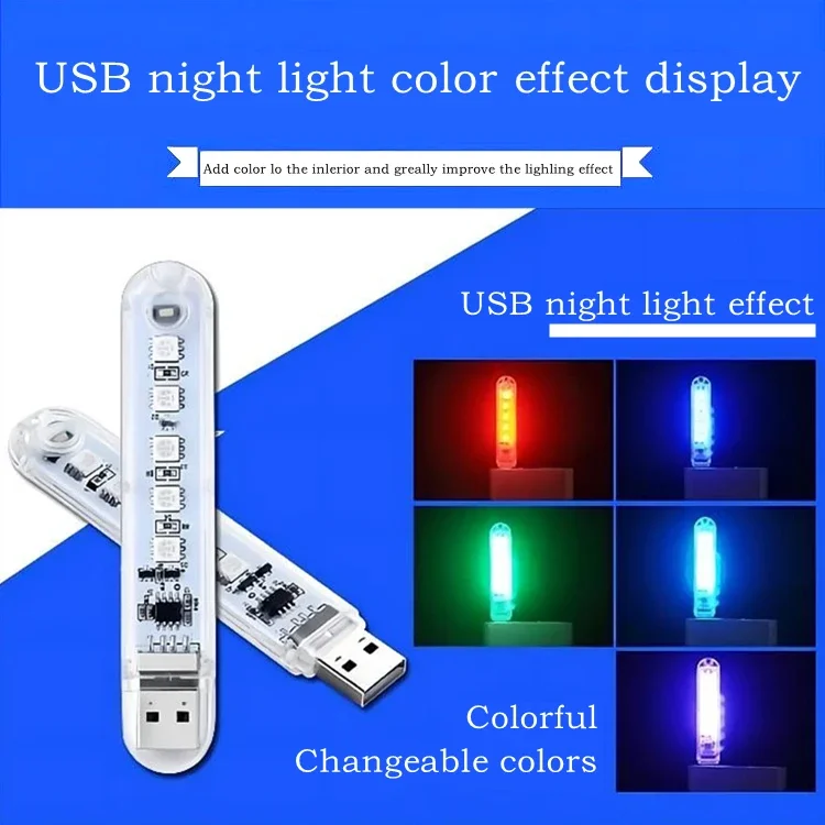

Colorful RGB USB LED Switch Night Light Dimmable COB LED Computer Mobile Power Charging Book Lamps Eye Protection Reading Light