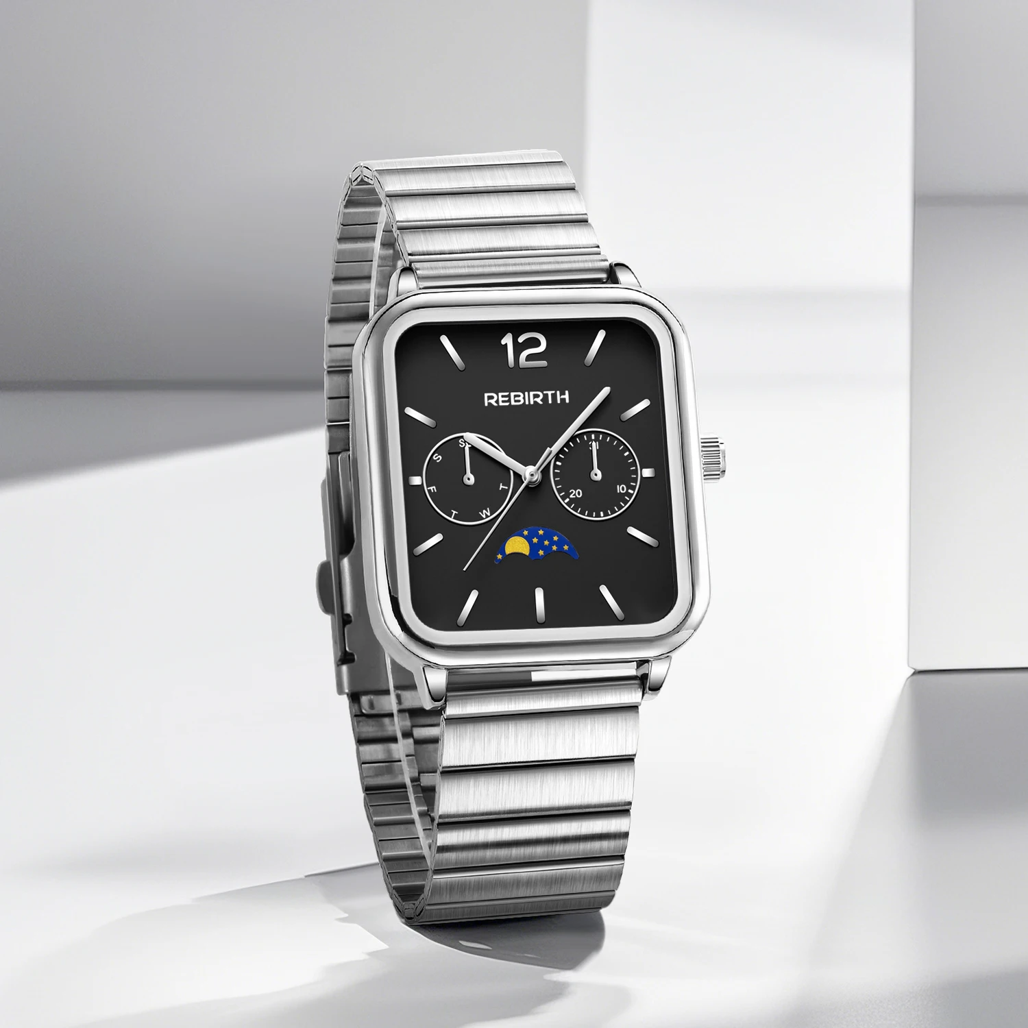 ساعة كوارتز بسيطة بحزام من الفولاذ المقاوم للصدأ مربعة عصرية للجنسين مناسبة للارتداء اليومي