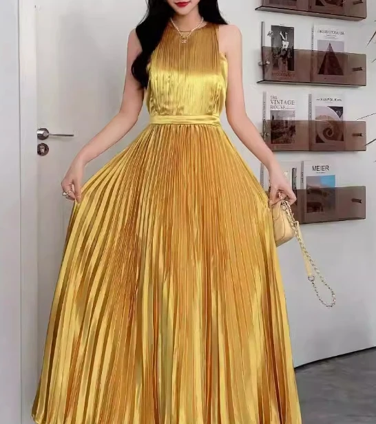 Women  O Neck Pleated A-line Dress Sexy Off Shoulder Elegant Evening Party Fashion Dress Summer High Waist Mini Vestidos