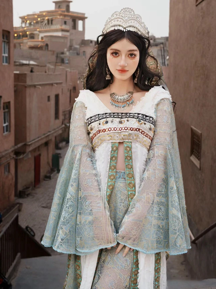 

New Ethnic Princess Style Travel Photography Costumes Xinjiang Uygur National Style Dunhuang Flying Heaven Photography