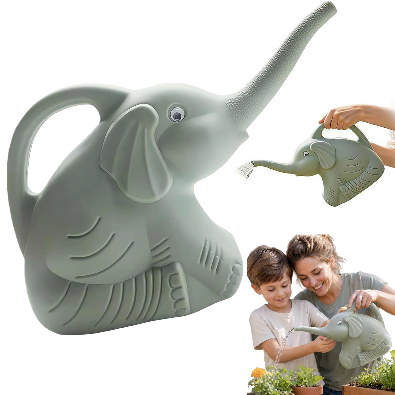 2L Plastic Gardening Kettle Ergonomic Handle Large Capacity Watering Kettle Long Mouth Spout Watering Jug for Indoor Outdoor Use