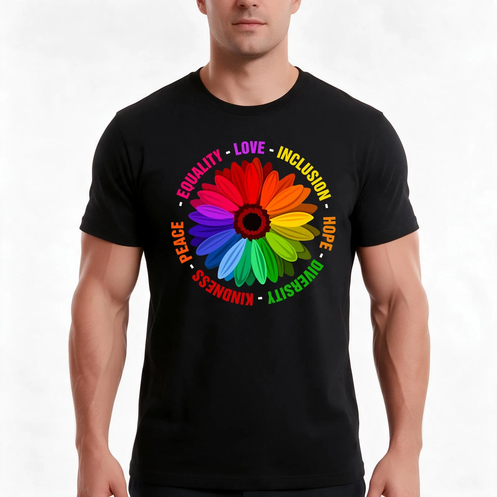 Kindness Peace Equality Love Inclusion Hope Diversity T Shirt T-Shirt Summer Casual Cotton Tee, Unisex Men Women