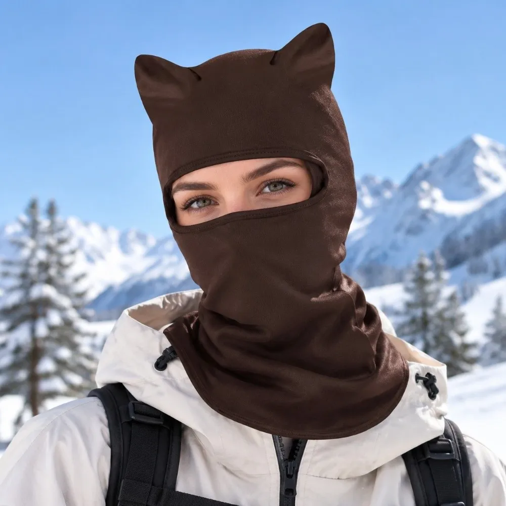 Gift Polyester Fiber Cat Ear Face Mask Soft Windproof Balaclava Hat Bandana Hood Hat Sun Protector Neck Gaiter Cycling Headgear