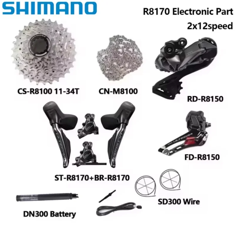 

Shimano Ultegra R8170 Di2 Электронная часть 2x12S R8150 Задний переключатель R8100 Кассета Гидравлический дисковый тормоз Деталь для дорожного велосипеда
