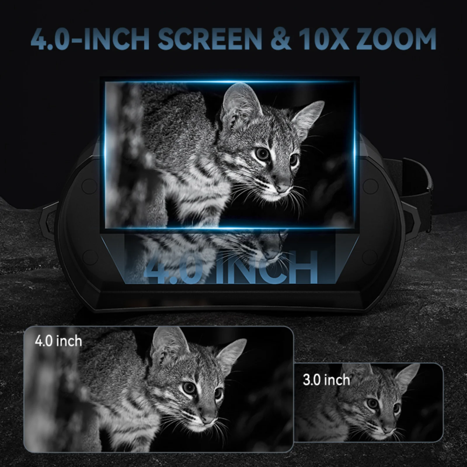 4K Night Vision Binoculars 4inch Screen 10X Digital Zoom With Tactical Light Compass 5000mAh 7Level Infrared Vision Night Goggle