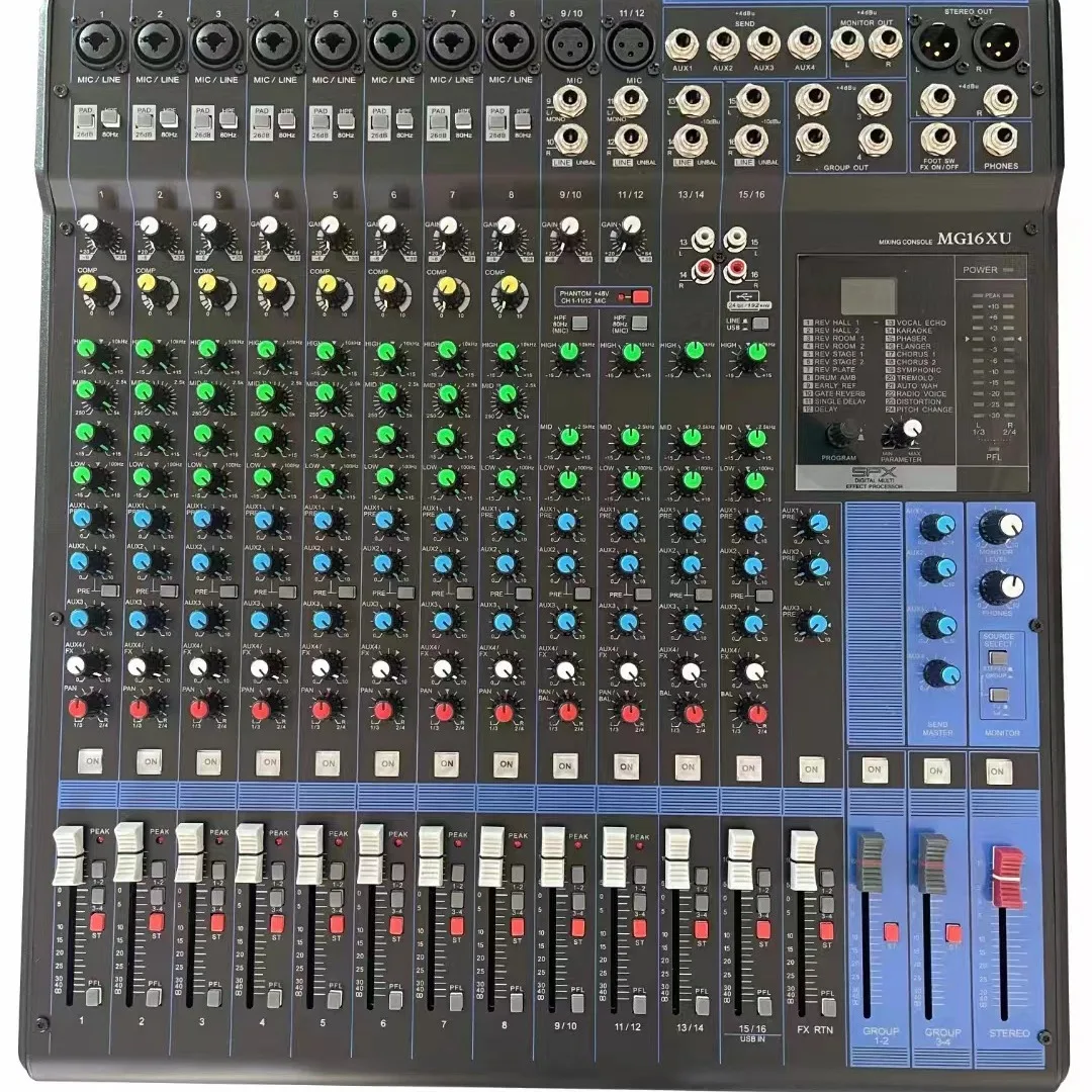 With Bluetooth reverb equalization, suitable for wedding stage performances, outdoor home high-power professional mixer MG16XU