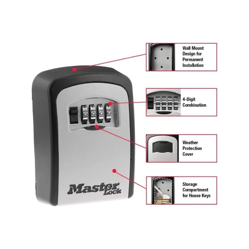 Master Lock Outdoor Safe Wall Mount Combination Lock Hidden Key Storage Box Home Office Security Anti-theft Safe 5401D