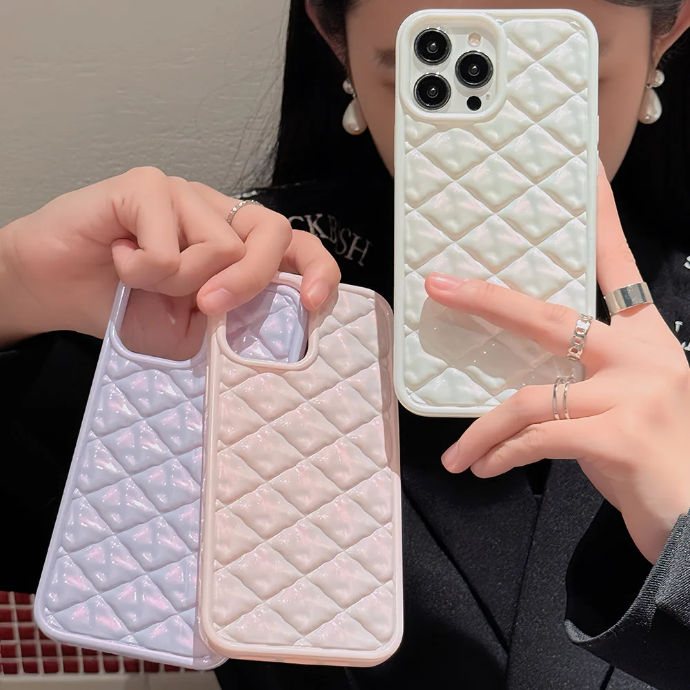 Luxury 3D Diamond Shape Laser Phone Back Cover For iPhone 15 14 13 12 11 Pro Max 12 13 Mini 14 15 Plus Max Protection Soft Cover