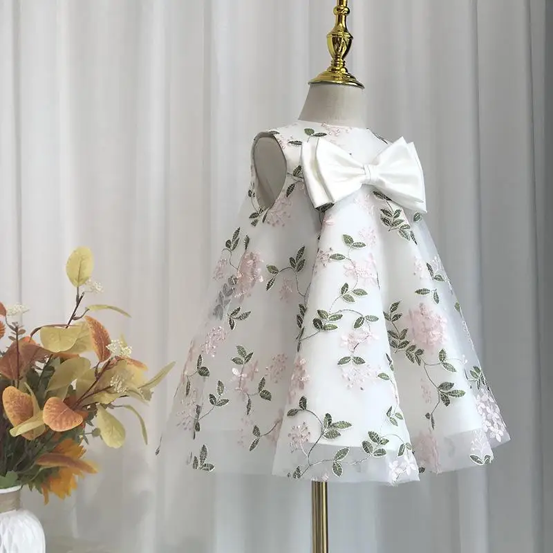 Vestido de flores para niña, vestido de bebé de estilo chino, vestido de cumpleaños para niños, vestido de princesa para niña elegante, falda esponjosa, vestidos para niña