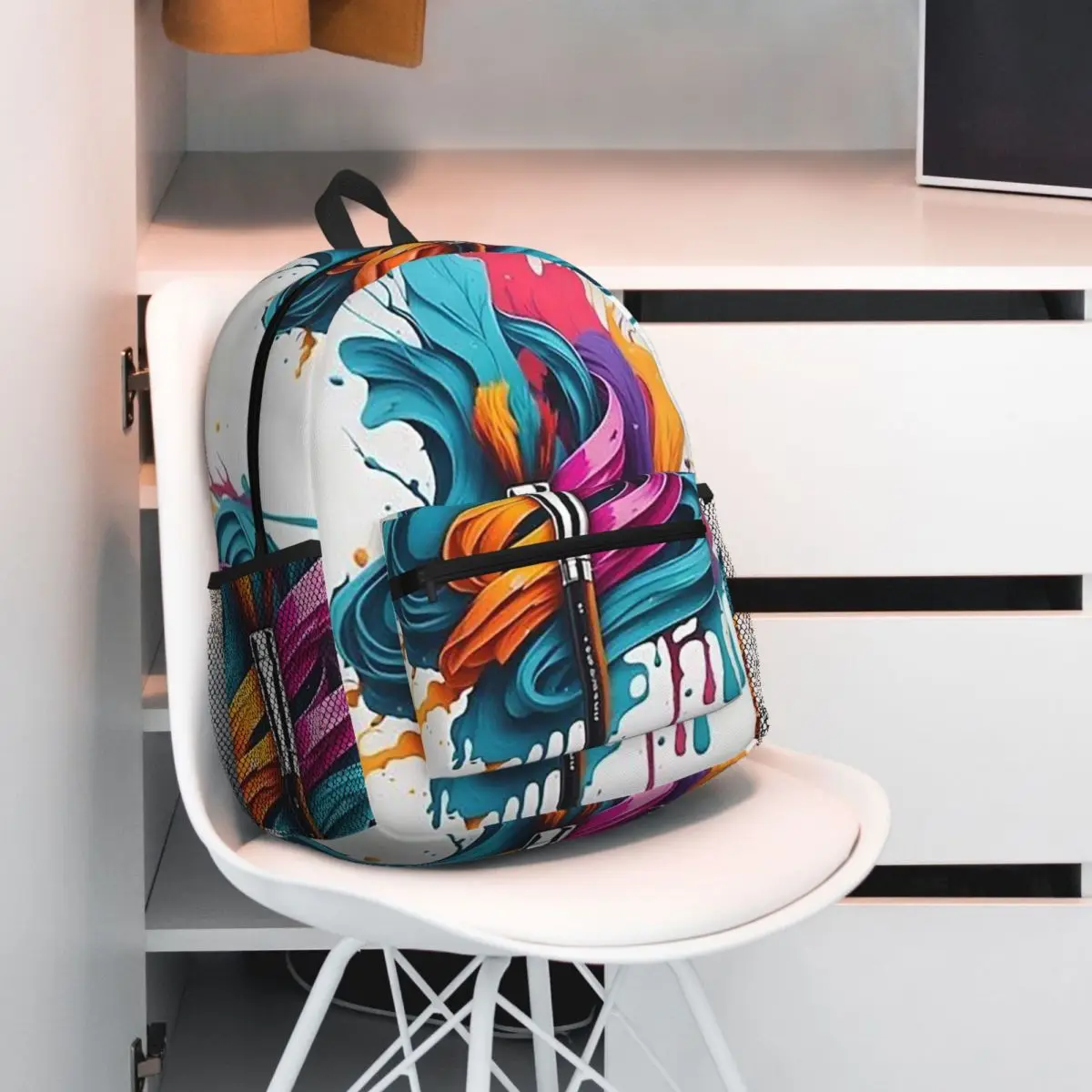 Vibrant Abstract Paint Brush Print Backpack Student BookBag Kids School Bag Computer Shoulder Bags for Boys Girls