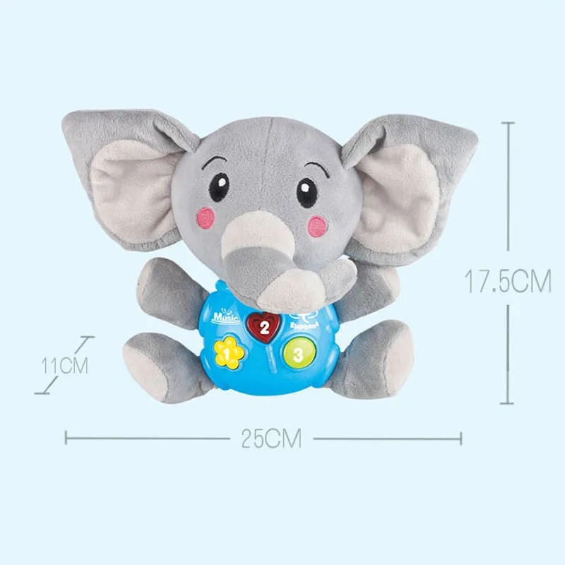 Bambole di peluche elefante musica giocattoli per bambini farcito carino fai un suono illumina giocattoli per bambini regalo musicale per neonati