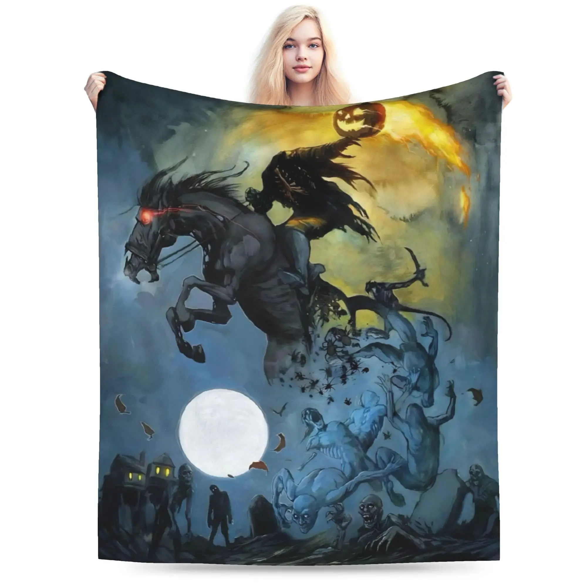 New Arrival Headless Horseman  Blanket Ultra-Soft Velvet  Cozy Throw Blankets Machine Washable