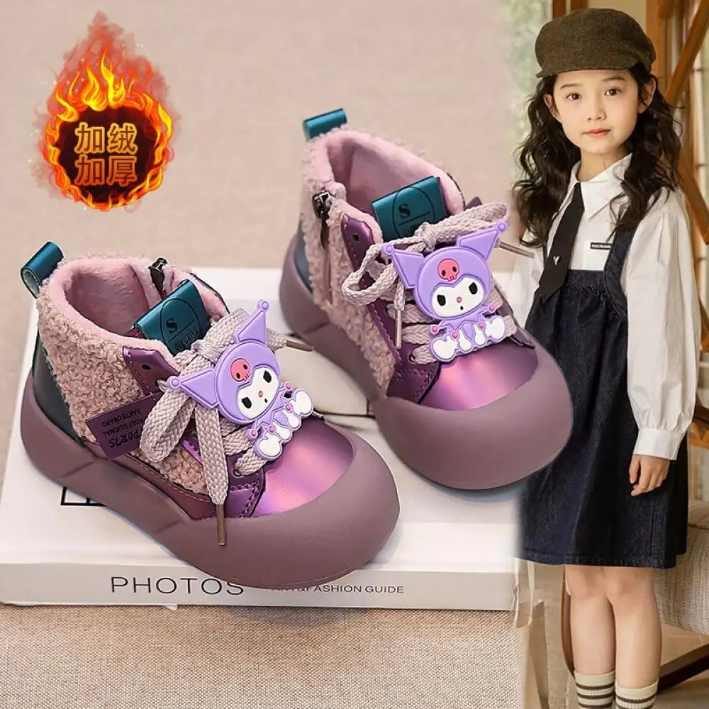 

Kawaii Sanrio Kuromi Girls Snow Boots New Style High Top Sneakers Child Leisure Plush Short Boots Ins Trend Fashion Cotton Shoes